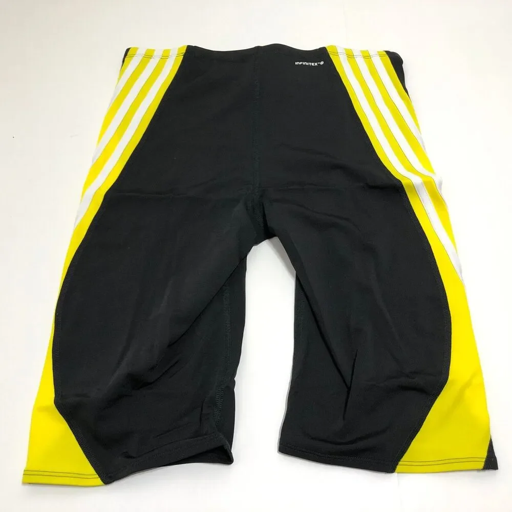 Adidas Solid Splice Infinitex + Swim Jammer Yellow 3 Stripes Mens 38